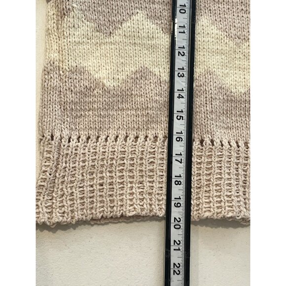 Kendall and Kylie Sweater Womens Medium Knit Top Tan Brown Chevron Winter Fall - Picture 9 of 16